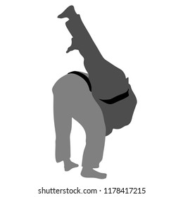 Judo, Silhouette on the White Background