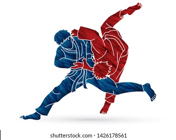 Judo sport action cartoon graphic vector