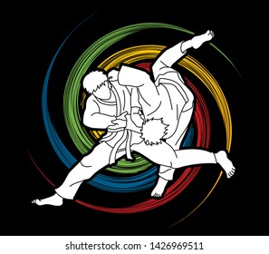 Judo sport action cartoon graphic vector