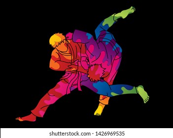 Judo Sport Action Cartoon Graphic Vector