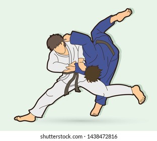 Judo sport action cartoon graphic vector.