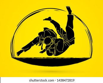 Judo sport action cartoon graphic vector.