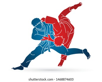 Judo sport action cartoon graphic vector.