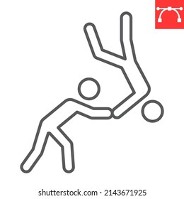 Judo sport line icon, sport and wrestling, judo vector icon, vector graphics, editable stroke outline sign, eps 10.