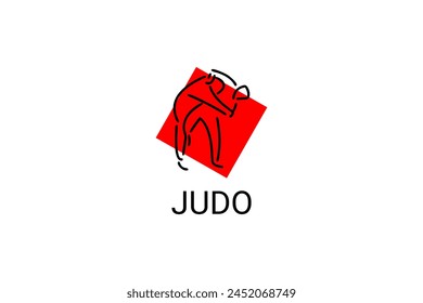 Judo sport vector line icon. sportman, fighting stance. sport pictogram illustration.