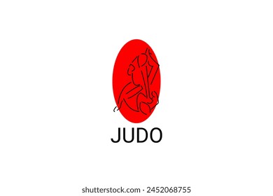 Judo sport vector line icon. sportman, fighting stance. sport pictogram illustration.