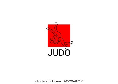 Judo sport vector line icon. sportman, fighting stance. sport pictogram illustration.