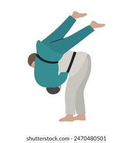 Ilustración vectorial aislada del logotipo del avatar del Clipart del icono del lanzamiento del judo