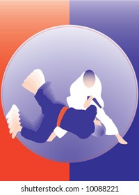 Judo throw poster number 1.Please, see others in similar style in my portfolio. Two color design.