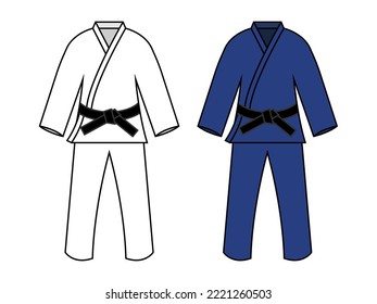 Ilustración vectorial de conjunto uniforme de judo.