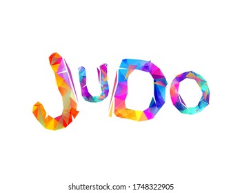 Judo. Vector word of colorful triangular letters