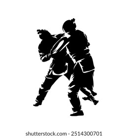 Judo-Frauen, einzelne Vektorsilhouette, Kampfkunst