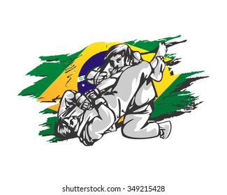 Judo Wrestling Logo Icon Vector Character Illustration