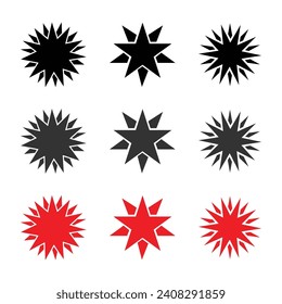 Juego de calcomanas rojas de starburst insignias de la explosin del sol etiquetas de precio 