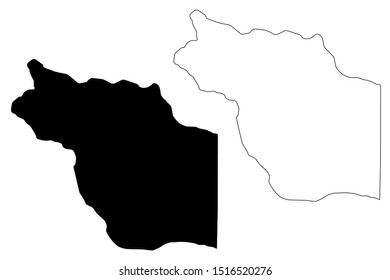 Jufra District (Districts of Libya, State of Libya, Fezzan) map vector illustration, scribble sketch Jofra map