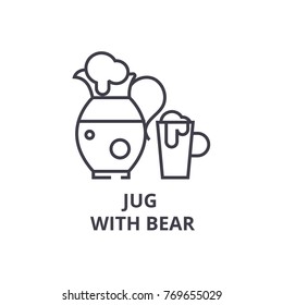 jug with bear line icon, outline sign, linear symbol, vector, flat illustration