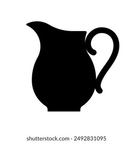 Jug. Black silhouette of typical vessel for drink. Flat vector shape for stencil, template, design. Simple and quiet vector illustration