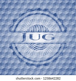 Jug  blue badge with geometric pattern.