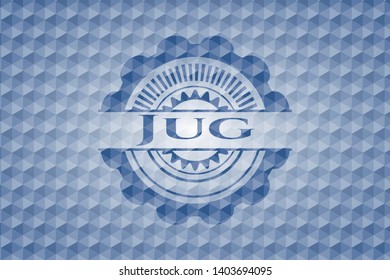 Jug  blue badge with geometric pattern background. Vector Illustration. Detailed.