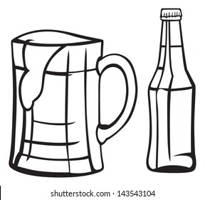 Jug and bottle of light beer