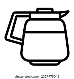 Jug of coffee line icon, catering business concept, glass coffee pot vector sign on white background, outline style icon for mobile concept and web design. Vector graphics