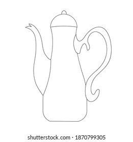 A jug or coffee pot. Simple vector linear illustration in black and white