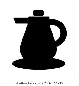 jug, coffee jug or tea jug icon isolated on black color background.