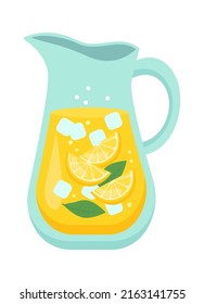Jug of cold lemonade. Vector illustration