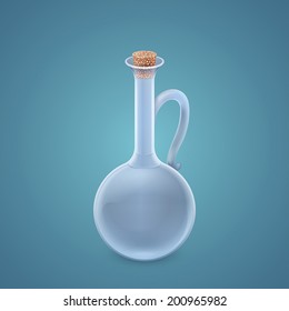 Jug with cork isolated on blue 