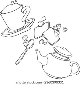 jug and a cup of tea or coffee on a white background