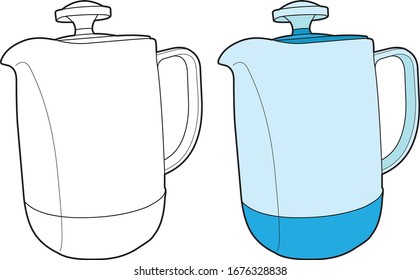 Jug Detail Vektorillustration Zeichnung allgemeinen Haushaltsgegenstand, Kunstlinie, Linien Zeichnung. 