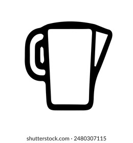 Jug en estilo doodle aislado sobre fondo blanco. Icono de firma. Ilustración de contorno de Vector. Se puede utilizar como icono o símbolo. Elemento decorativo. Dibujado a mano boceto negro.