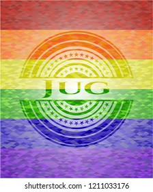 Jug  emblem on mosaic background with the colors of the LGBT flag