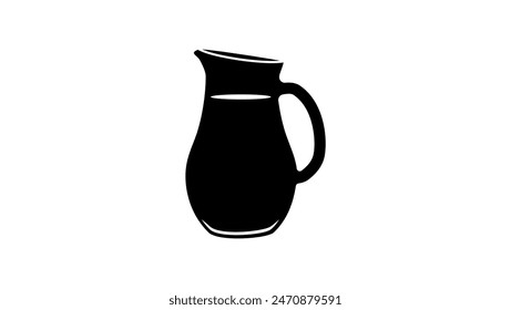 Jug of fruit juice, black isolated silhouette