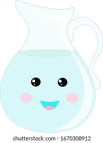 Jug full of water, illustration, vector on white background.