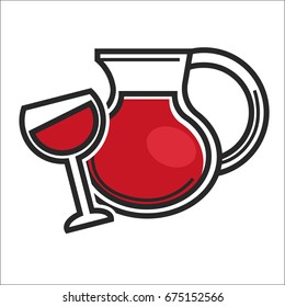 Jug and glass with drink