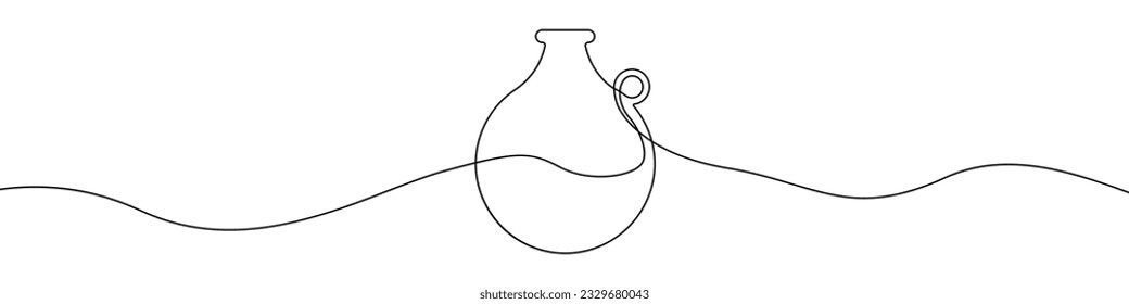 Jug glass icon line continuous drawing vector. One line Jug, milk, juice, wine icon vector background. The pitcher pours milk, juice, wine icon. Continuous outline of a Jug.