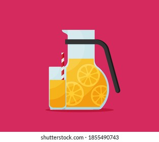  Jug and a glass of juice vector flat
