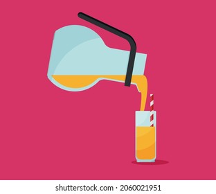  Jug and a glass of juice vector flat