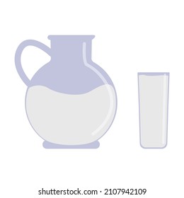 Jug and a glass of milk. A nutritious product healthy, rich in calcium.