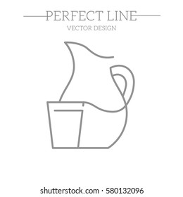 jug and glass with milk. vector illustration