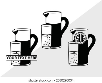 Jug With Glass Monogram, Jug, Printable Vector Illustration