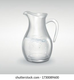 Jug. Glassware with water.
  Naturalistic cooking utensils.
Vector design. Tableware
