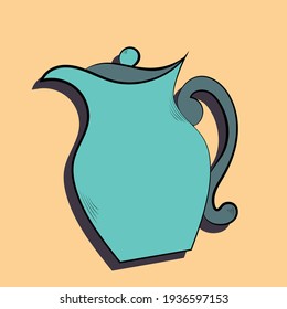 jug hand drawing symbol icon outline flat illustration on light background. Vector