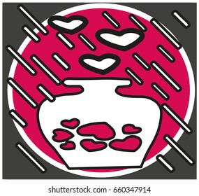 Jug with hearts. Vector illustration