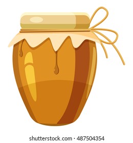 Jug with honey icon in cartoon style isolated on white background. Food symbol vector illustration