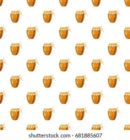 Jug with honey pattern seamless repeat in cartoon style vector illustration
