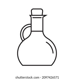 The jug icon. The contour of a glass jug with a stopper for various liquids. Vector illustration isolated on a white background for design and web.
