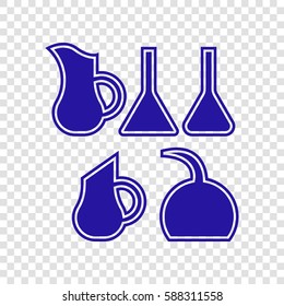 Jug icon illustration. Vector. Blue icon on transparent background.