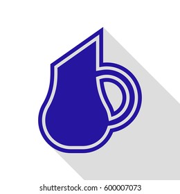 Jug icon illustration. Vector. Blue icon with flat style shadow path on white background.